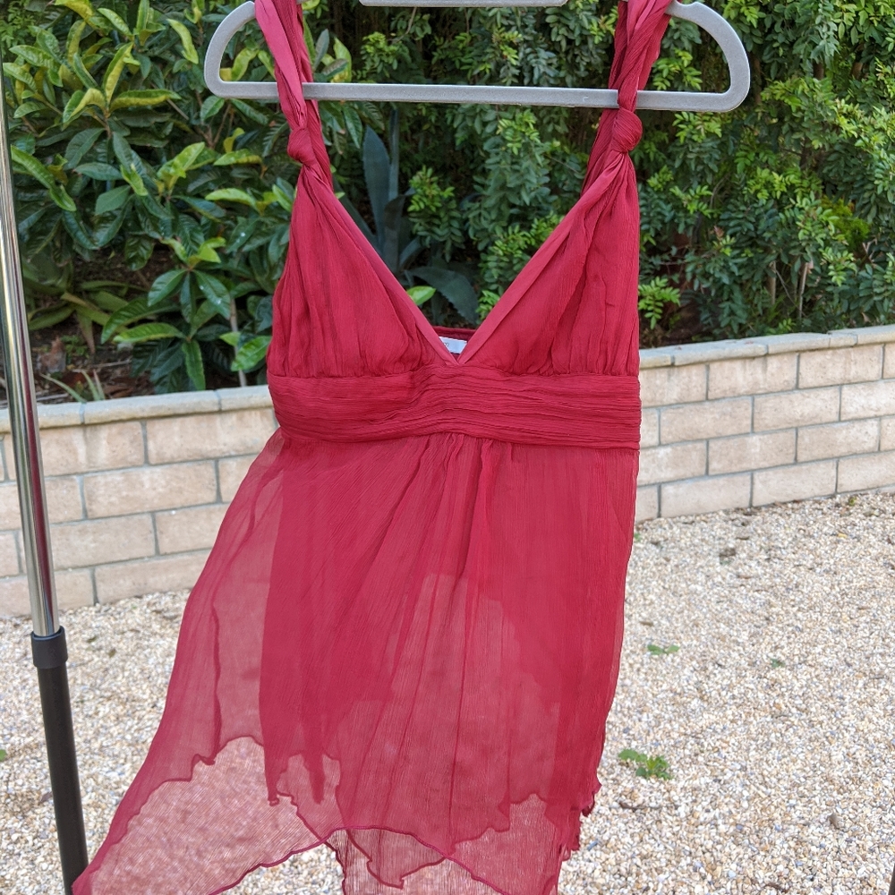 Babydoll red 100% silk shirt